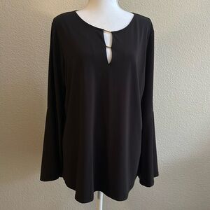Michael Kors Top Black Stretch Knit Long Sleeves Tunic Blouse